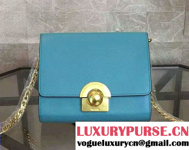 Prada Saffiano Leather Shoulder Bag 1BH007 Turquoise 2016