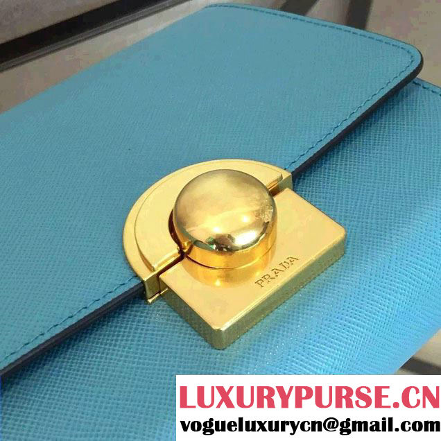 Prada Saffiano Leather Shoulder Bag 1BH007 Turquoise 2016