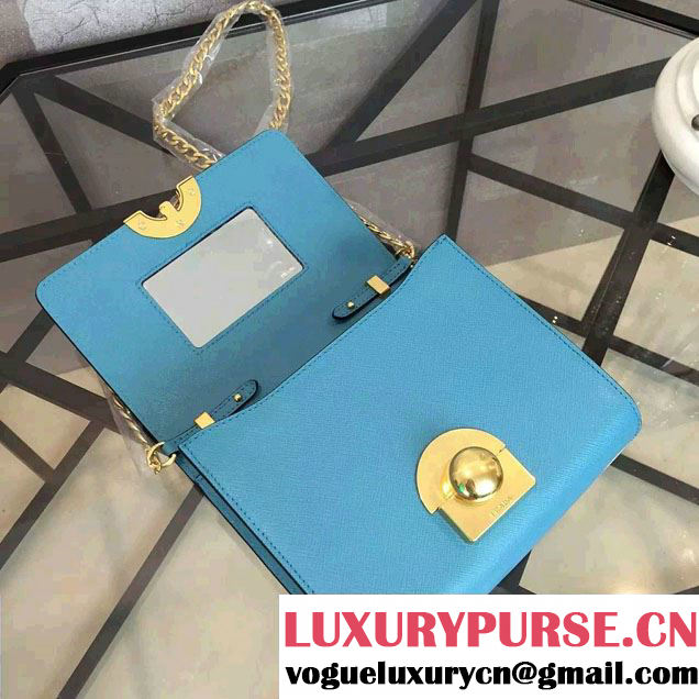 Prada Saffiano Leather Shoulder Bag 1BH007 Turquoise 2016