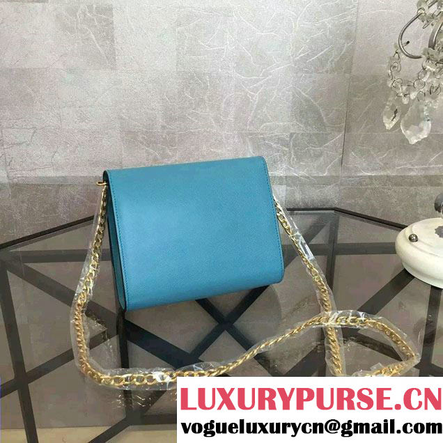Prada Saffiano Leather Shoulder Bag 1BH007 Turquoise 2016