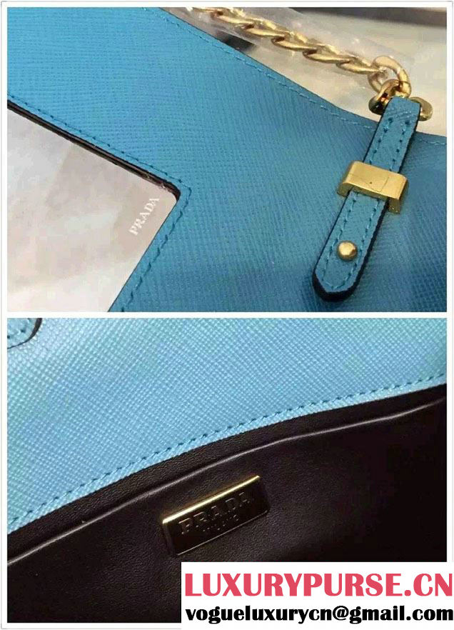 Prada Saffiano Leather Shoulder Bag 1BH007 Turquoise 2016