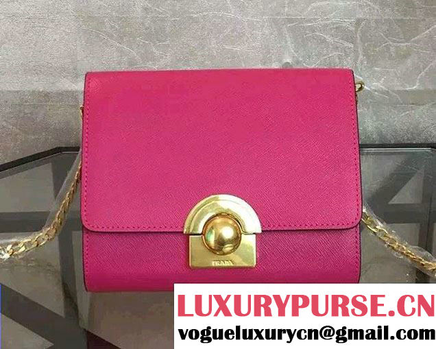 Prada Saffiano Leather Shoulder Bag 1BH007 Fushia 2016