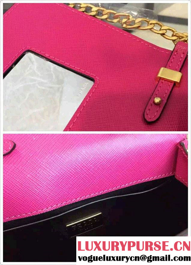 Prada Saffiano Leather Shoulder Bag 1BH007 Fushia 2016
