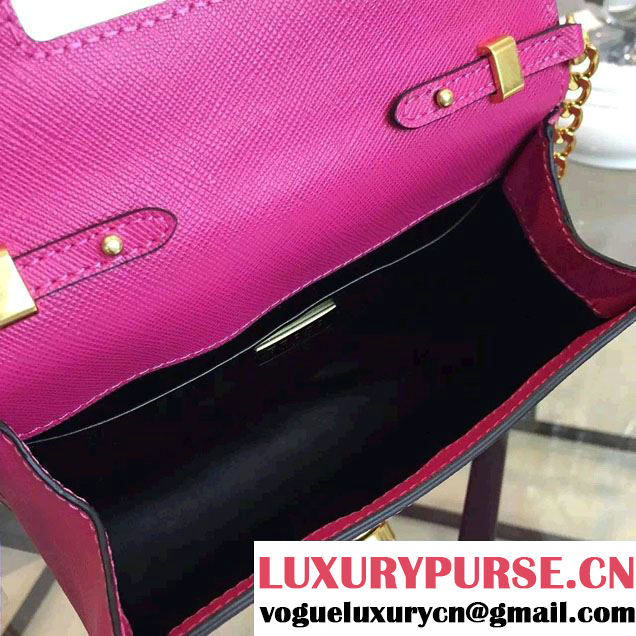 Prada Saffiano Leather Shoulder Bag 1BH007 Fushia 2016