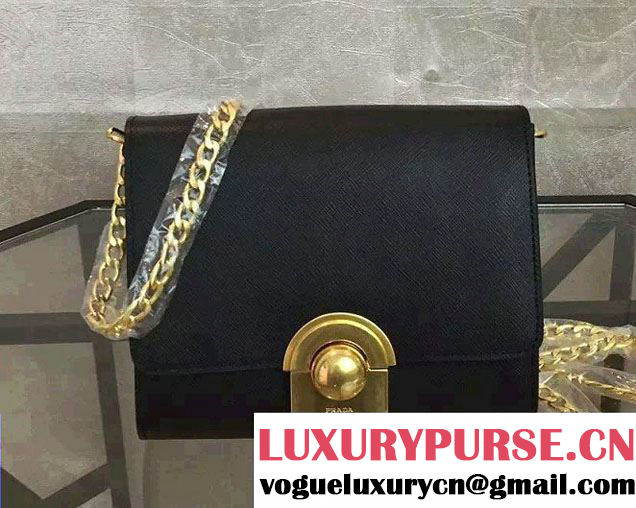 Prada Saffiano Leather Shoulder Bag 1BH007 Black 2016