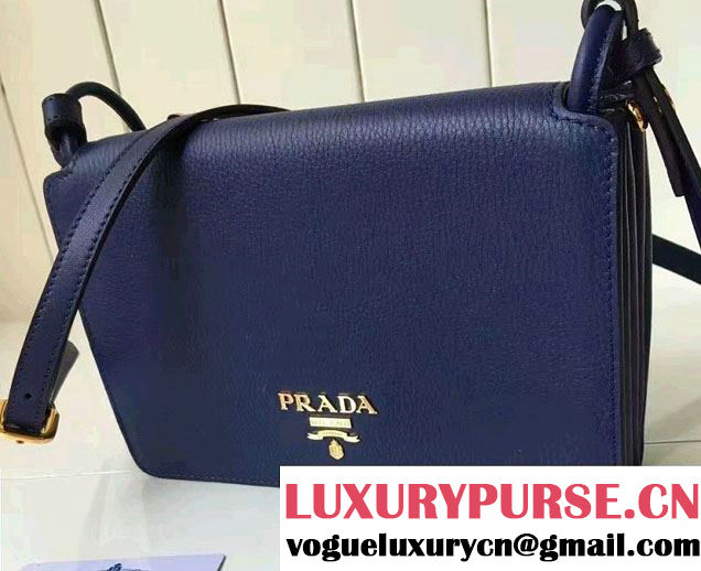 Prada Calf Leather Shoulder Bag 1BH031 Blue 2016