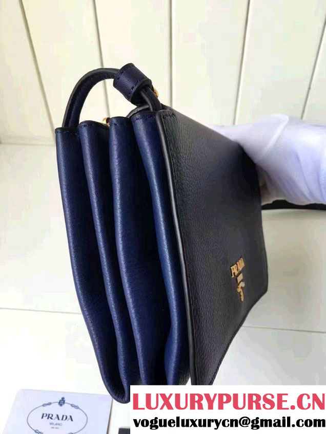 Prada Calf Leather Shoulder Bag 1BH031 Blue 2016