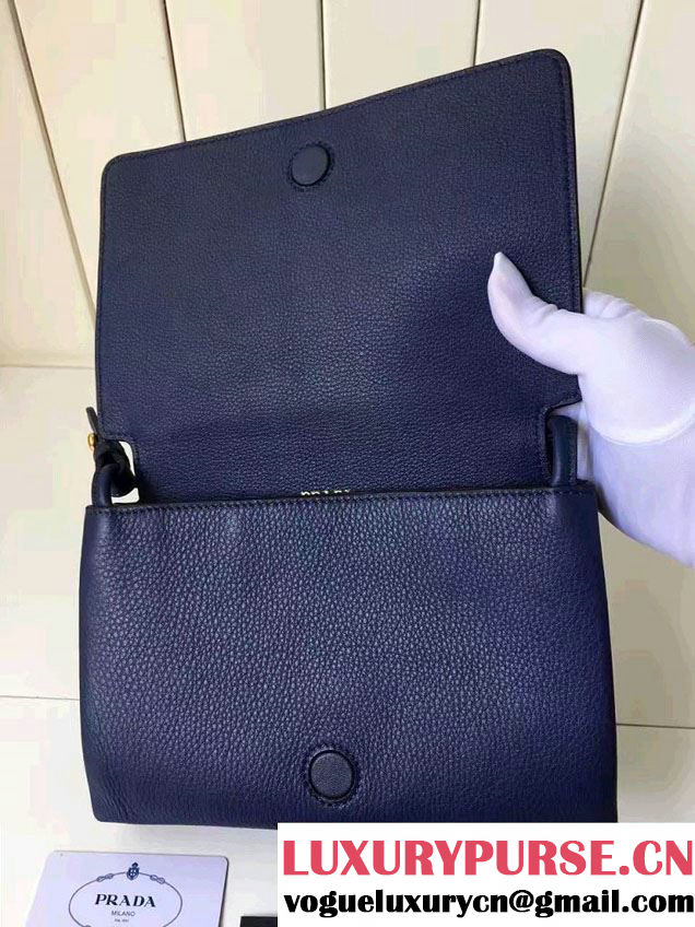 Prada Calf Leather Shoulder Bag 1BH031 Blue 2016