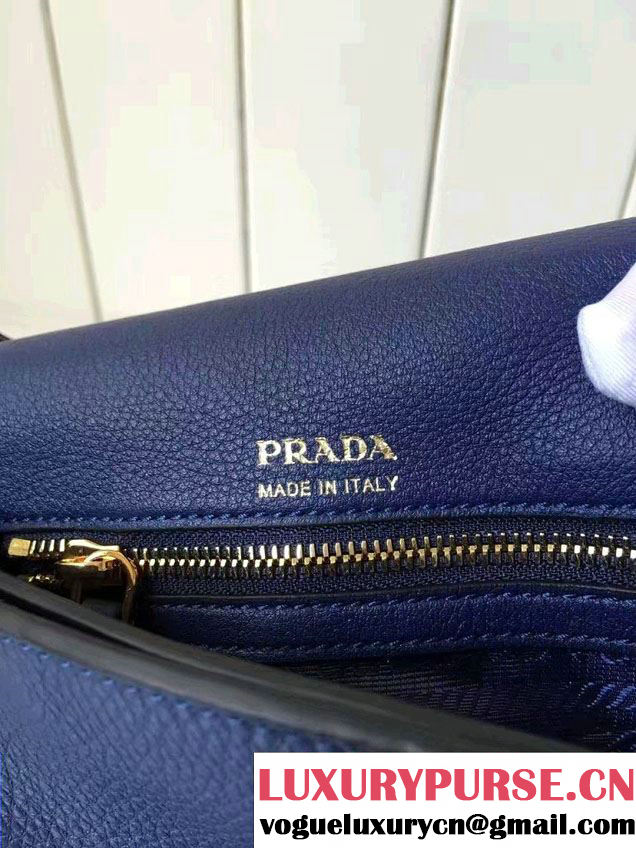 Prada Calf Leather Shoulder Bag 1BH031 Blue 2016