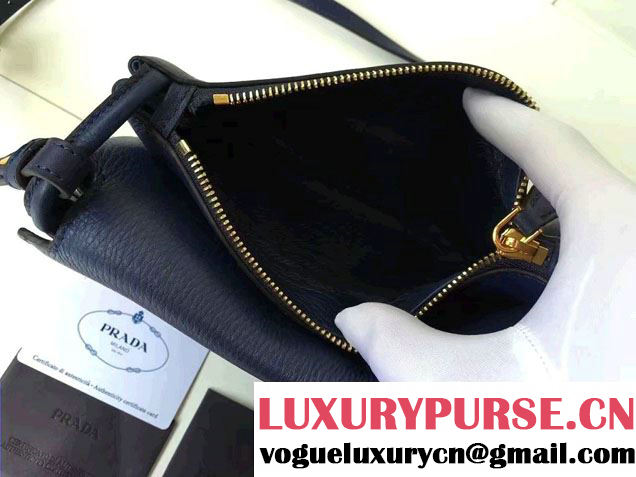 Prada Calf Leather Shoulder Bag 1BH031 Blue 2016