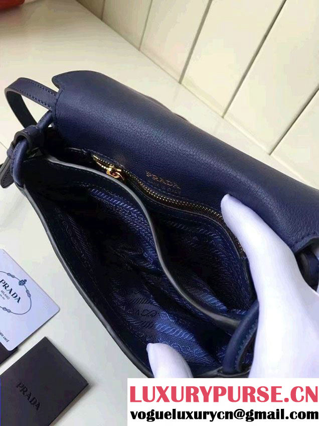 Prada Calf Leather Shoulder Bag 1BH031 Blue 2016