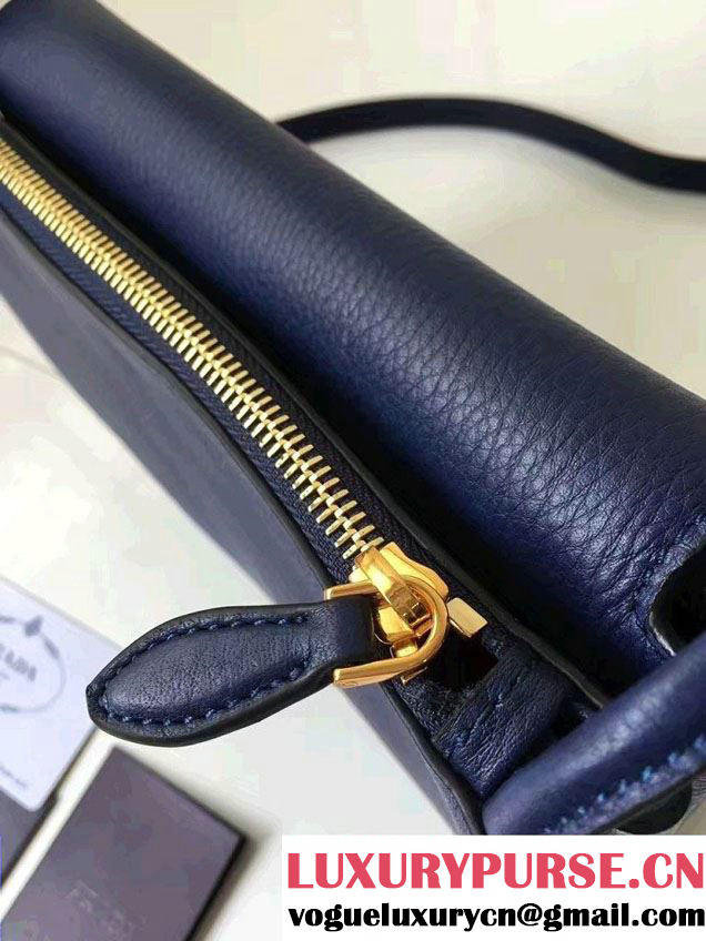 Prada Calf Leather Shoulder Bag 1BH031 Blue 2016