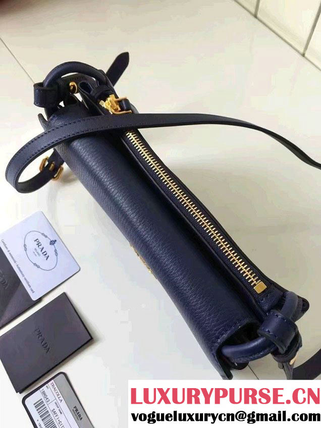 Prada Calf Leather Shoulder Bag 1BH031 Blue 2016