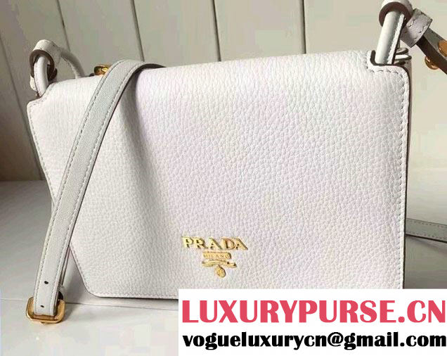 Prada Calf Leather Shoulder Bag 1BH031 White 2016