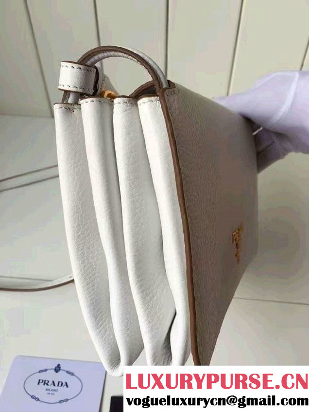 Prada Calf Leather Shoulder Bag 1BH031 White 2016