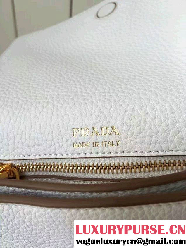 Prada Calf Leather Shoulder Bag 1BH031 White 2016