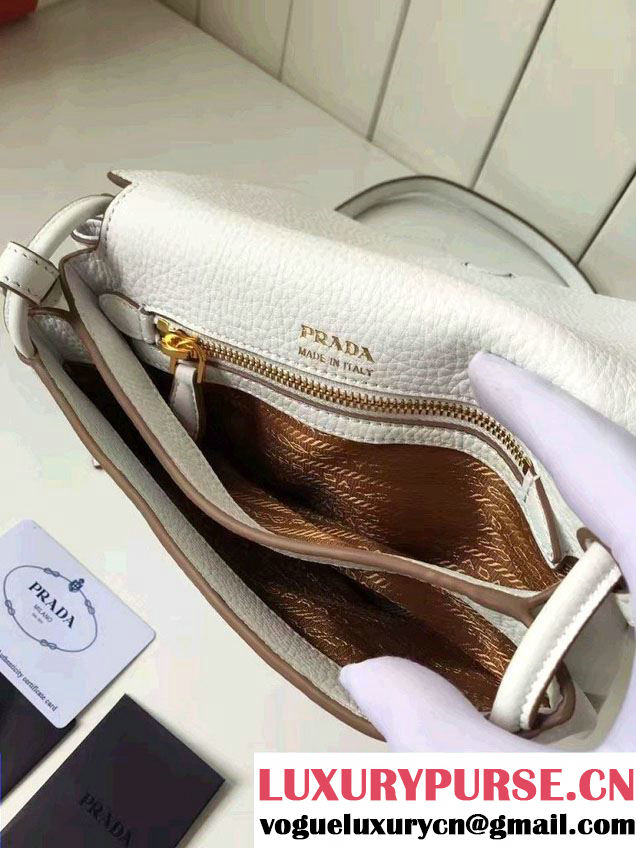 Prada Calf Leather Shoulder Bag 1BH031 White 2016