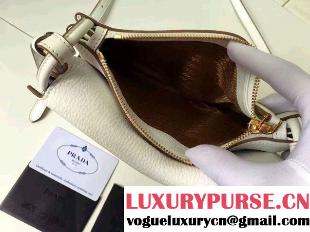 Prada Calf Leather Shoulder Bag 1BH031 White 2016