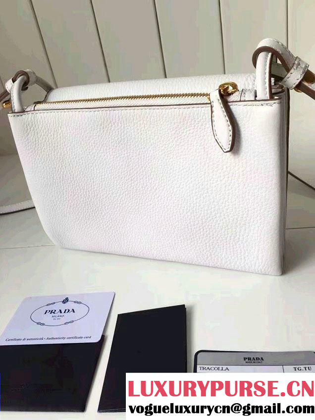 Prada Calf Leather Shoulder Bag 1BH031 White 2016
