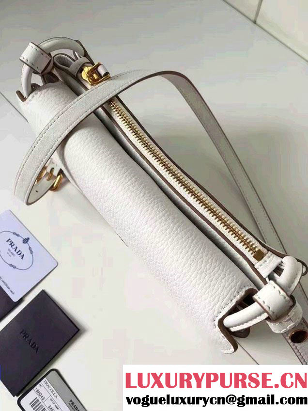 Prada Calf Leather Shoulder Bag 1BH031 White 2016