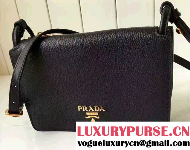 Prada Calf Leather Shoulder Bag 1BH031 Black 2016