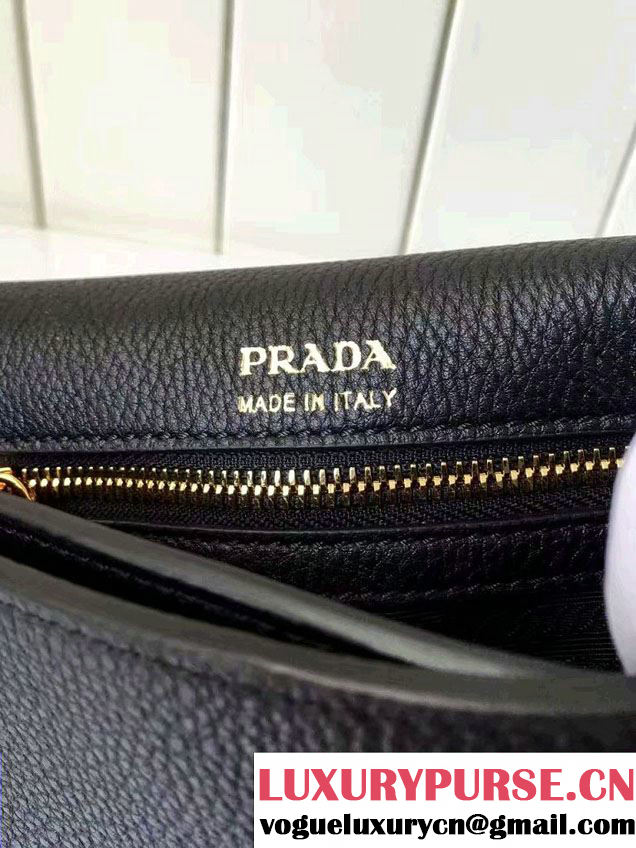 Prada Calf Leather Shoulder Bag 1BH031 Black 2016