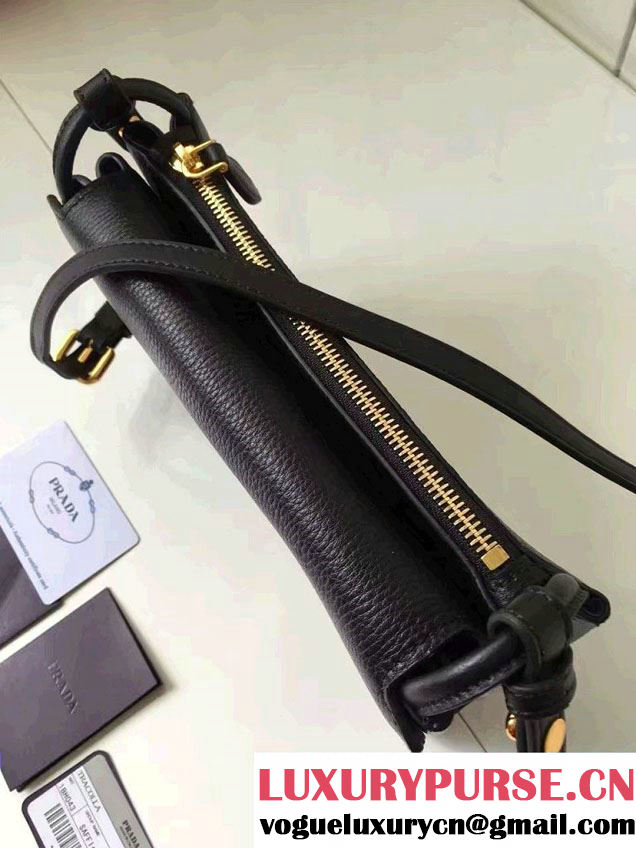 Prada Calf Leather Shoulder Bag 1BH031 Black 2016