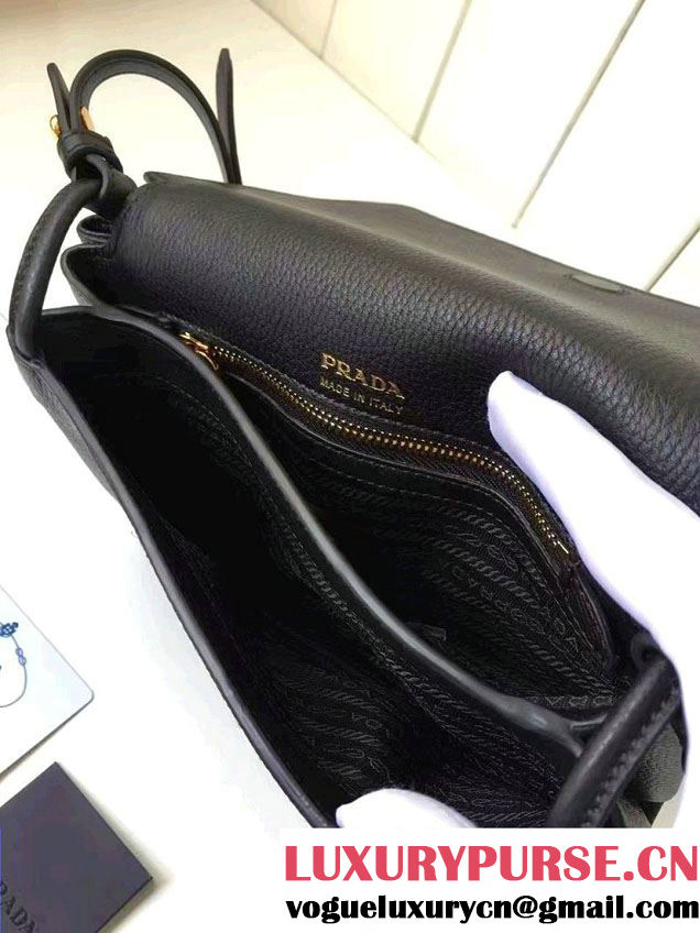 Prada Calf Leather Shoulder Bag 1BH031 Black 2016