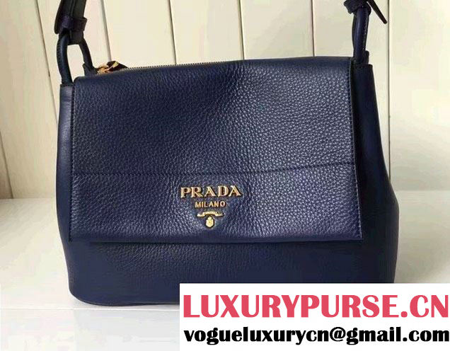 Prada Calf Leather Shoulder Bag 1BD052 Blue 2016