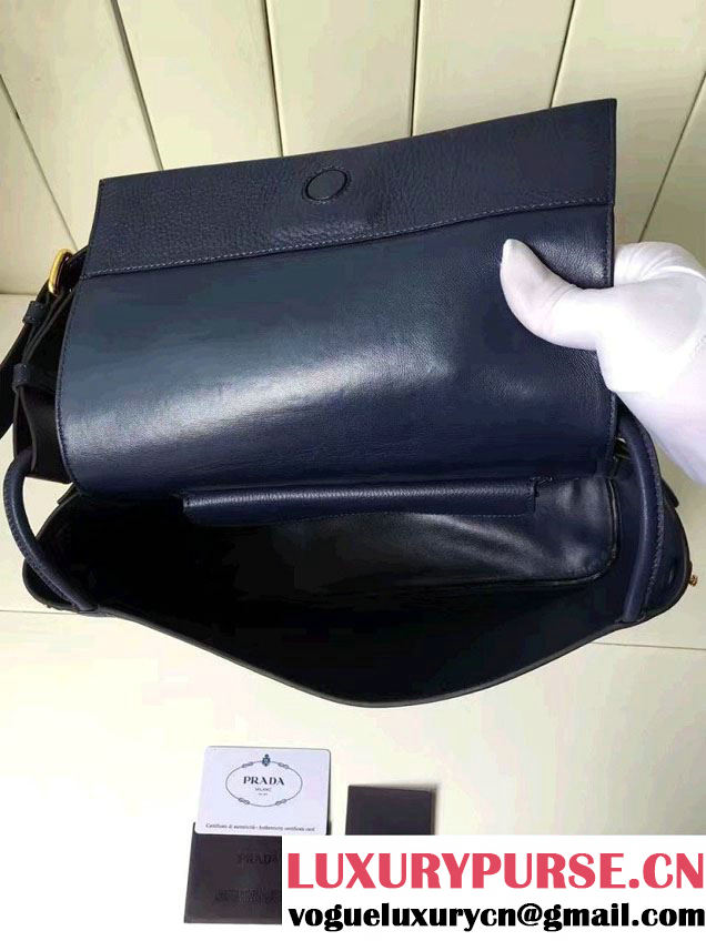 Prada Calf Leather Shoulder Bag 1BD052 Blue 2016