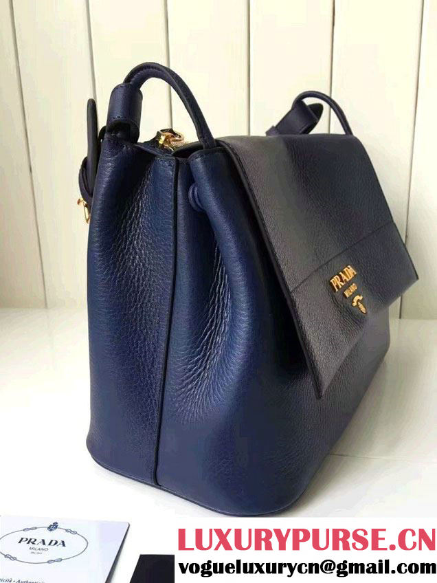 Prada Calf Leather Shoulder Bag 1BD052 Blue 2016