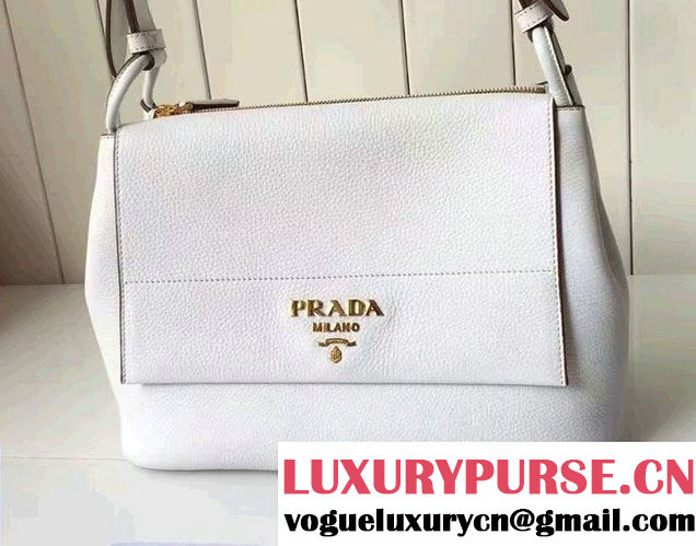 Prada Calf Leather Shoulder Bag 1BD052 White 2016