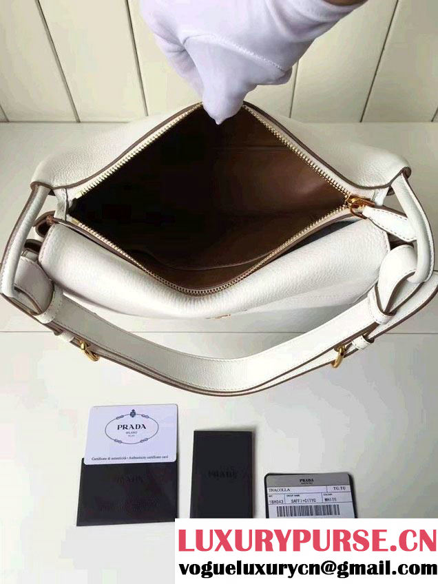 Prada Calf Leather Shoulder Bag 1BD052 White 2016