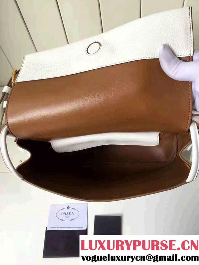 Prada Calf Leather Shoulder Bag 1BD052 White 2016