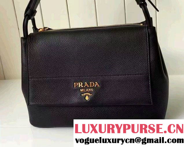 Prada Calf Leather Shoulder Bag 1BD052 Black 2016