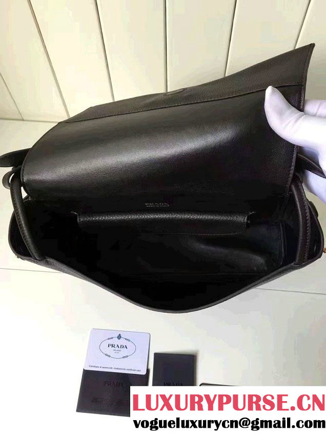 Prada Calf Leather Shoulder Bag 1BD052 Black 2016