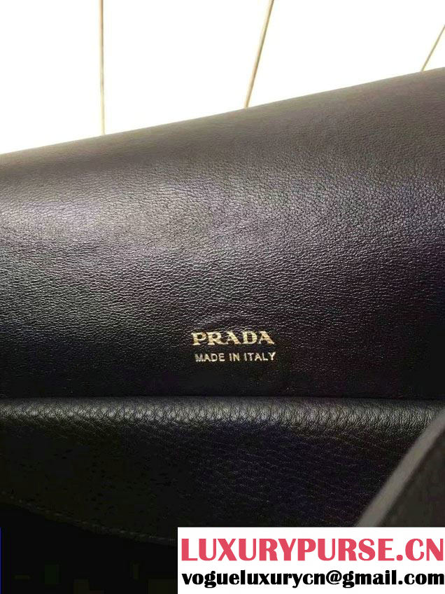 Prada Calf Leather Shoulder Bag 1BD052 Black 2016