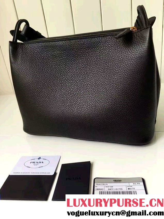Prada Calf Leather Shoulder Bag 1BD052 Black 2016