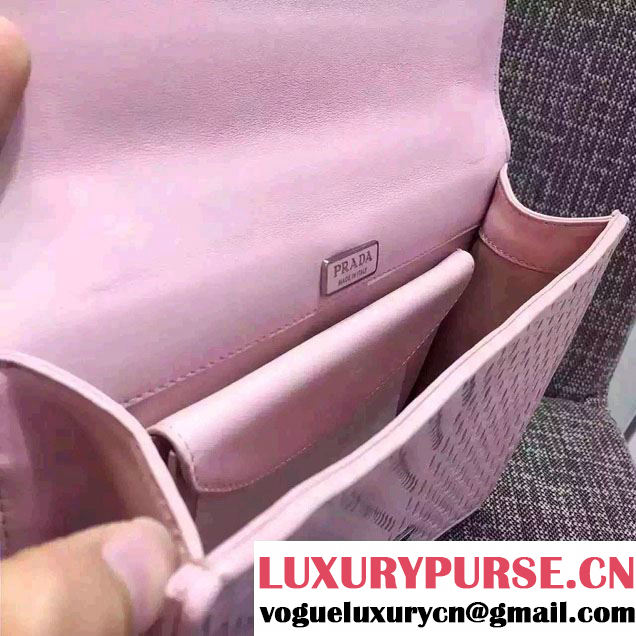 Prada Ethnic Motif Woven Leather Shoulder Bag 1BD038 Pink 2016