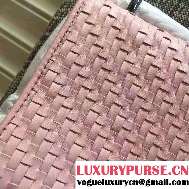 Prada Ethnic Motif Woven Leather Shoulder Bag 1BD038 Pink 2016