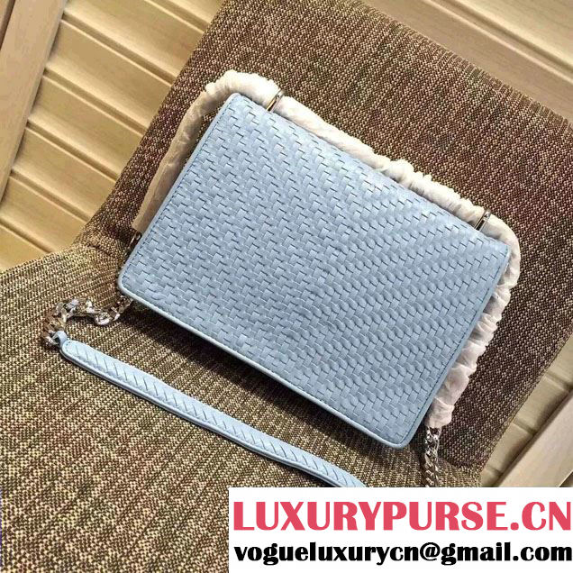 Prada Ethnic Motif Woven Leather Shoulder Bag 1BD038 Sky Blue 2016