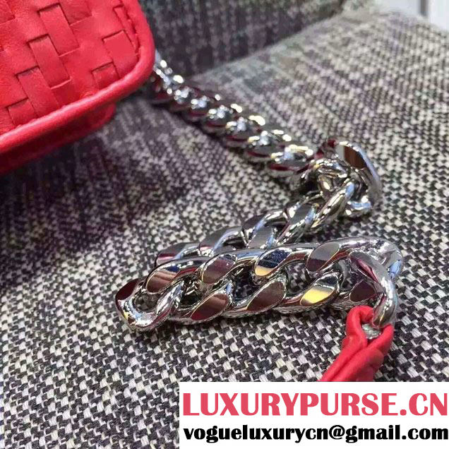 Prada Ethnic Motif Woven Leather Shoulder Bag 1BD038 Red 2016