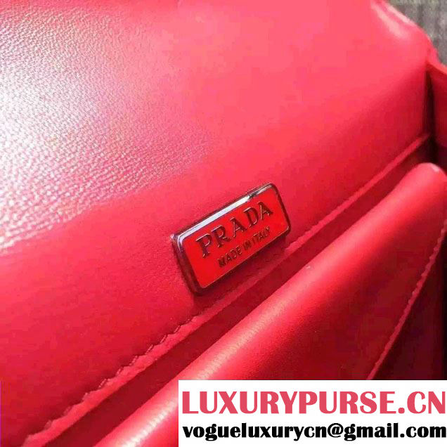 Prada Ethnic Motif Woven Leather Shoulder Bag 1BD038 Red 2016