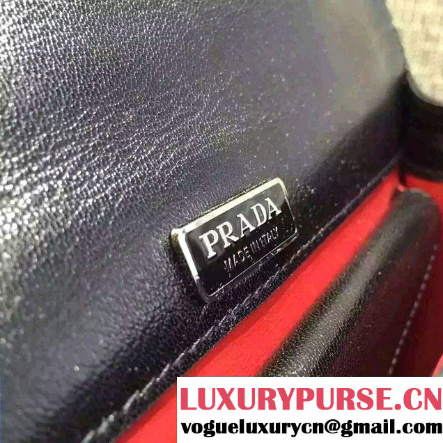 Prada Ethnic Motif Woven Leather Shoulder Bag 1BD038 Black 2016