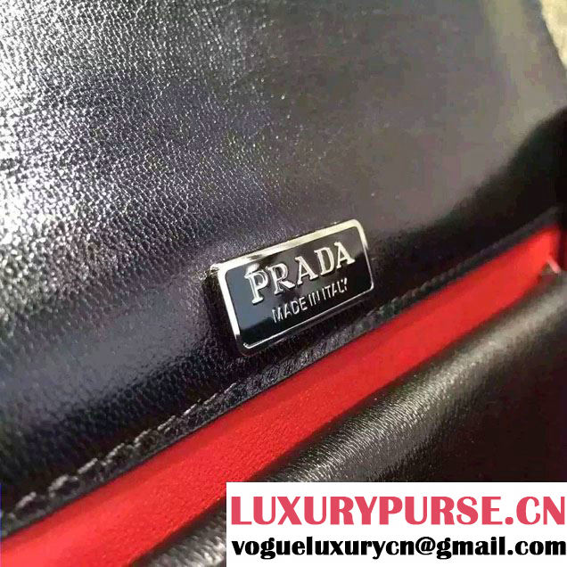 Prada Ethnic Motif Woven Leather Shoulder Bag 1BD038 White/Black/Red 2016