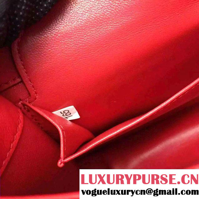 Prada Ethnic Motif Woven Leather Shoulder Bag 1BD038 Red/White 2016