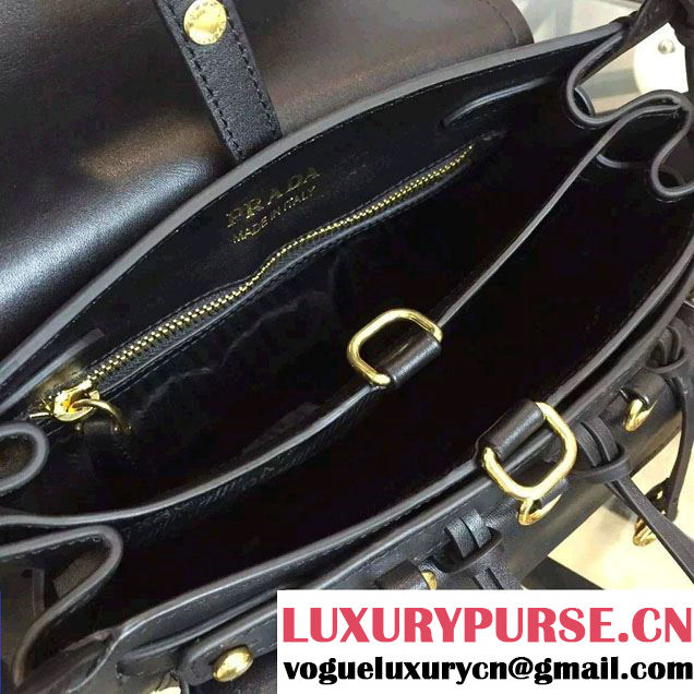 Prada Corsaire Calf Leather Shoulder Bag 1BD050 Black 2016