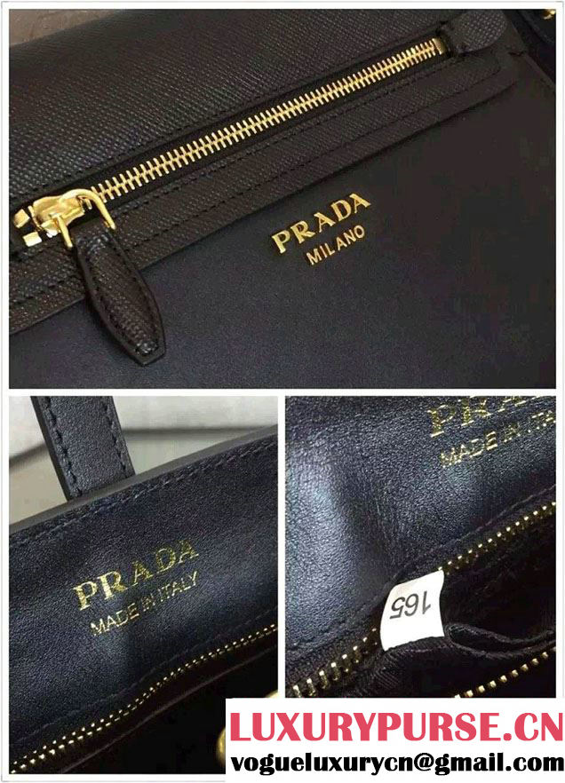 Prada Corsaire Calf Leather Shoulder Bag 1BD050 Black 2016