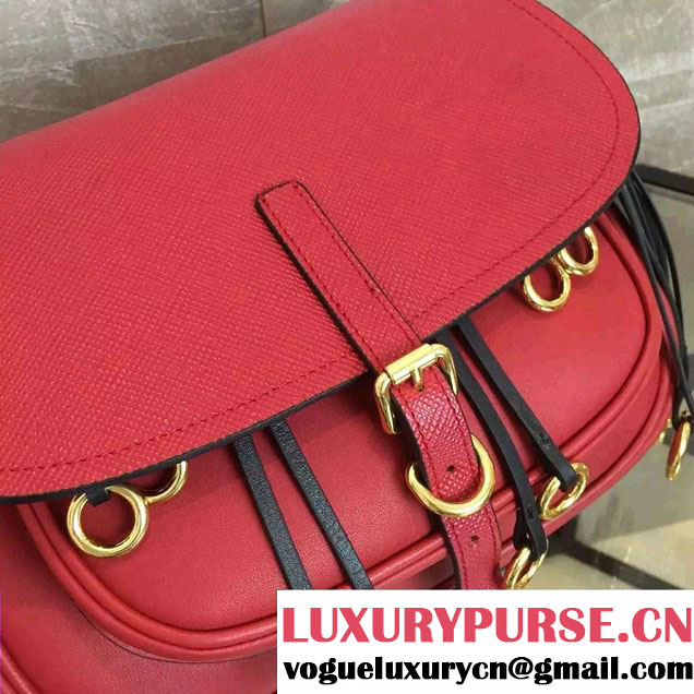 Prada Corsaire Calf Leather Shoulder Bag 1BD050 Red 2016