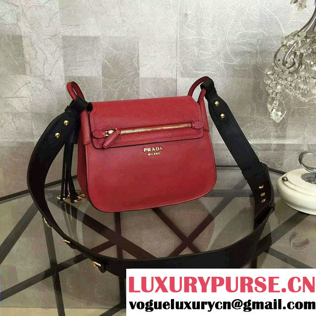 Prada Corsaire Calf Leather Shoulder Bag 1BD050 Red 2016